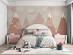 Tapet Personalizat Inspiratie Scandinava pentru Copii cu munti inalti cu zapada in nuante de teracota - PASTEL TERRACOTTA MOUNTAINS