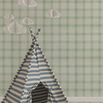 Tapet Personalizat Inspiratie Scandinava pentru Copii cu pattern de carouri in nuante de verde - GREEN WILLOW CHECK