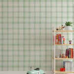 Tapet Personalizat Inspiratie Scandinava pentru Copii cu pattern de carouri in nuante de verde - GREEN WILLOW CHECK