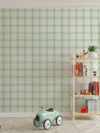 Tapet Personalizat Inspiratie Scandinava pentru Copii cu pattern de carouri in nuante de verde - GREEN WILLOW CHECK