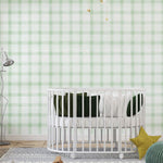 Tapet Personalizat Inspiratie Scandinava pentru Copii cu pattern de carouri in nuante de verde - GREEN WILLOW CHECK
