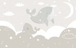 Tapet Personalizat Inspiratie Scandinava pentru Copii cu balene in nuante de grej - GREJ BABY WHALES