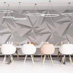 Tapet personalizat 3d cu forme geometrice triunghiulare albe in relief bedsheets