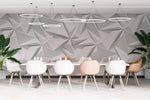 Tapet personalizat 3d cu forme geometrice triunghiulare albe in relief bedsheets
