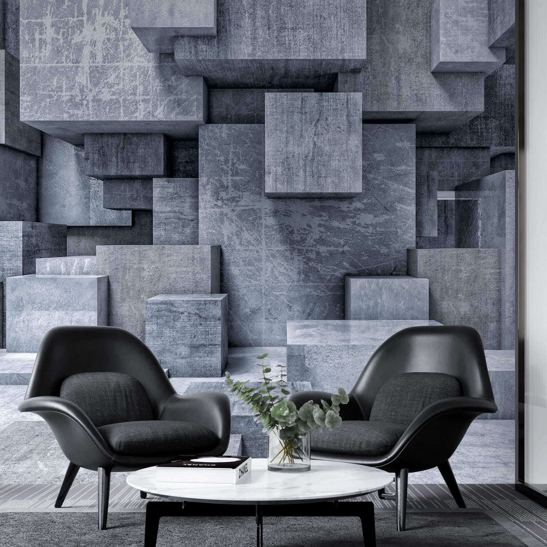 Tapet personalizat 3d cu blocuri de ciment si marmura grand temple