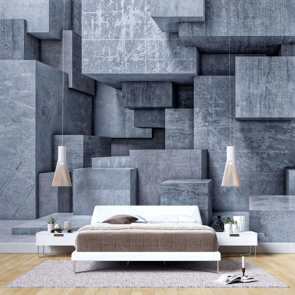 Tapet personalizat 3d cu blocuri de ciment si marmura grand temple