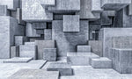 Tapet personalizat 3d cu blocuri de ciment si marmura grand temple