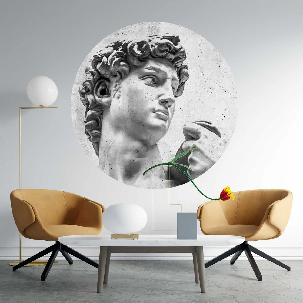 Sticker perete rotund victorian cu statuia lui david sculptura de tip portret david statue