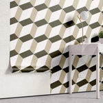 Tapet personalizat 3d cu forme geometrice bej in perspectiva perspective cubes