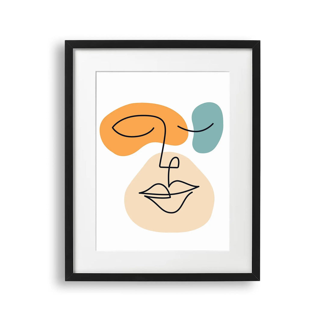 Tablou cu rama ce prezinta un portret al unei femei cu un chip geometric abstract proiectata creativ prin intermediul graficii si formelor geometrice abstract silhouette