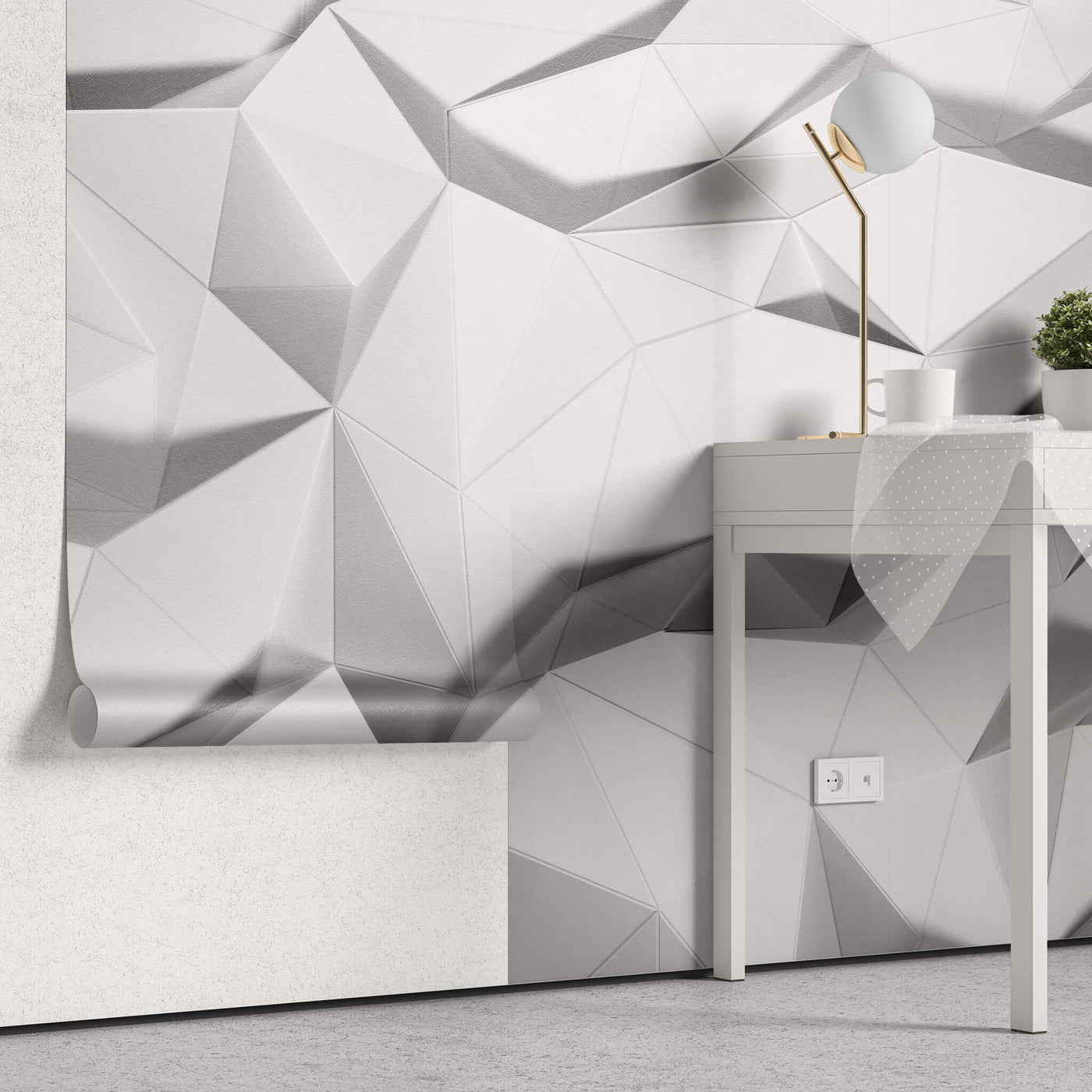 Tapet personalizat - 3D WHITE GEOMETRICS