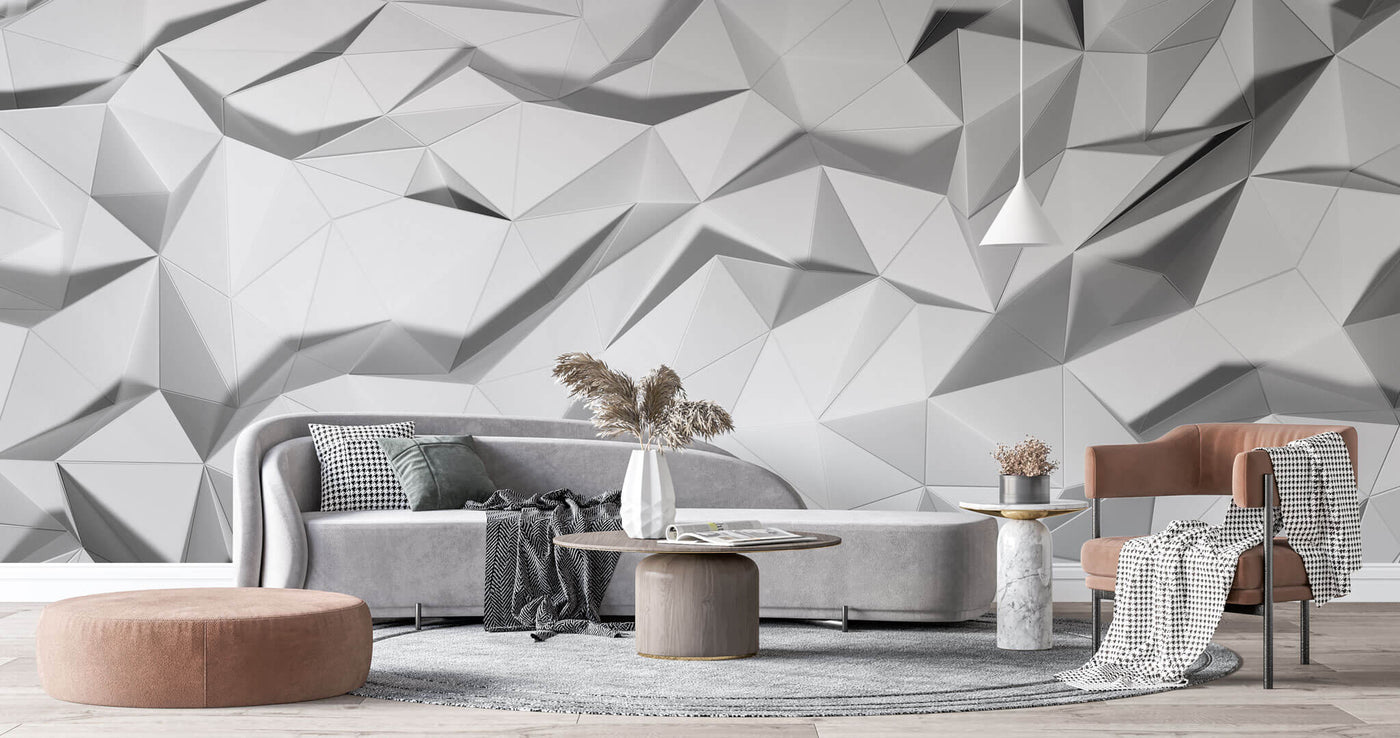 Tapet personalizat - 3D WHITE GEOMETRICS