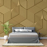 Tapet personalizat 3d cu linii si forme asimetrice aurii gold bars