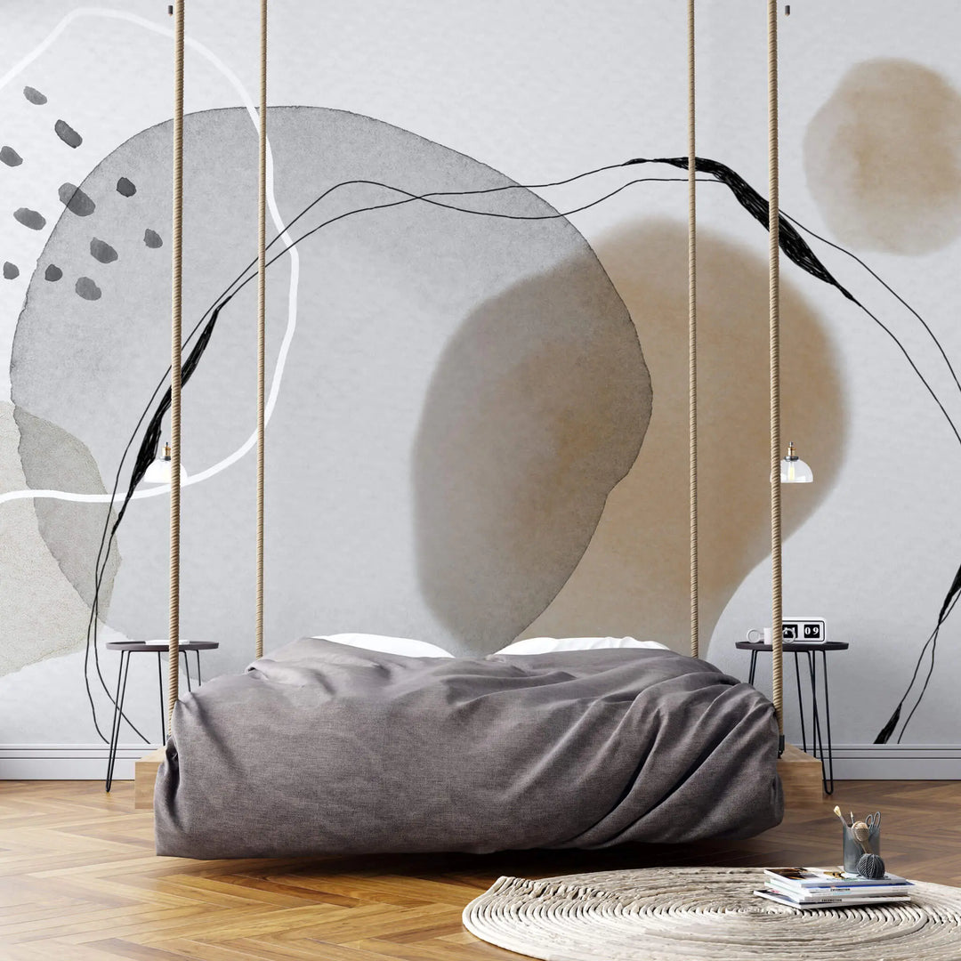 Tapet personalizat watercolor in nuante bej si gri coffee watercolor