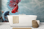 Tapet personalizat watercolor cu pesti exotici sub apa exotic pisces