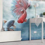 Tapet personalizat watercolor cu pesti exotici sub apa exotic pisces