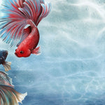 Tapet personalizat watercolor cu pesti exotici sub apa exotic pisces