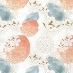 Tapet personalizat watercolor cu selectie de flori albe si forme geometrice aramii floral watercolor
