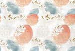 Tapet personalizat watercolor cu selectie de flori albe si forme geometrice aramii floral watercolor