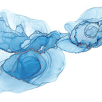 Tapet personalizat watercolor in nuante de albastru cu insertii gri ink watercolor