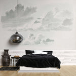 Tapet personalizat watercolor cu nori albi si gri stormy clouds