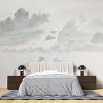 Tapet personalizat watercolor cu nori albi si gri stormy clouds