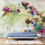 Tapet personalizat watercolor cu flori de petunie colorate watercolor petunias
