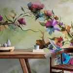 Tapet personalizat watercolor cu flori de petunie colorate watercolor petunias