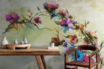 Tapet personalizat watercolor cu flori de petunie colorate watercolor petunias