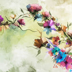 Tapet personalizat watercolor cu flori de petunie colorate watercolor petunias
