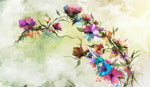 Tapet personalizat watercolor cu flori de petunie colorate watercolor petunias
