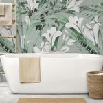 Tapet personalizat watercolor cu branduse albe pe fundal vernil white crocus