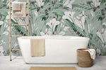 Tapet personalizat watercolor cu branduse albe pe fundal vernil white crocus
