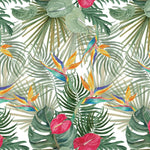 Tapet personalizat watercolor cu pasarea paradisului si plante verzi watercolor bird of paradise 