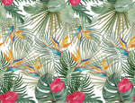 Tapet personalizat watercolor cu pasarea paradisului si plante verzi watercolor bird of paradise 