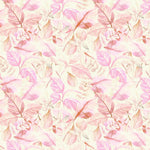 Tapet personalizat watercolor cu frunze roz pe fundal deschis pink leaves
