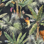 Tapet personalizat watercolor cu jungla si plante tropicale pe un fundal inchis watercolor jungle