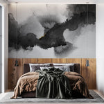 Tapet personalizat watercolor cu cerneala neagra black ink