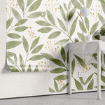 Tapet personalizat watercolor cu frunze si flori de vasc mistletoe leaves