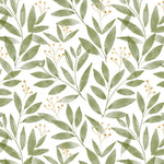 Tapet personalizat watercolor cu frunze si flori de vasc mistletoe leaves