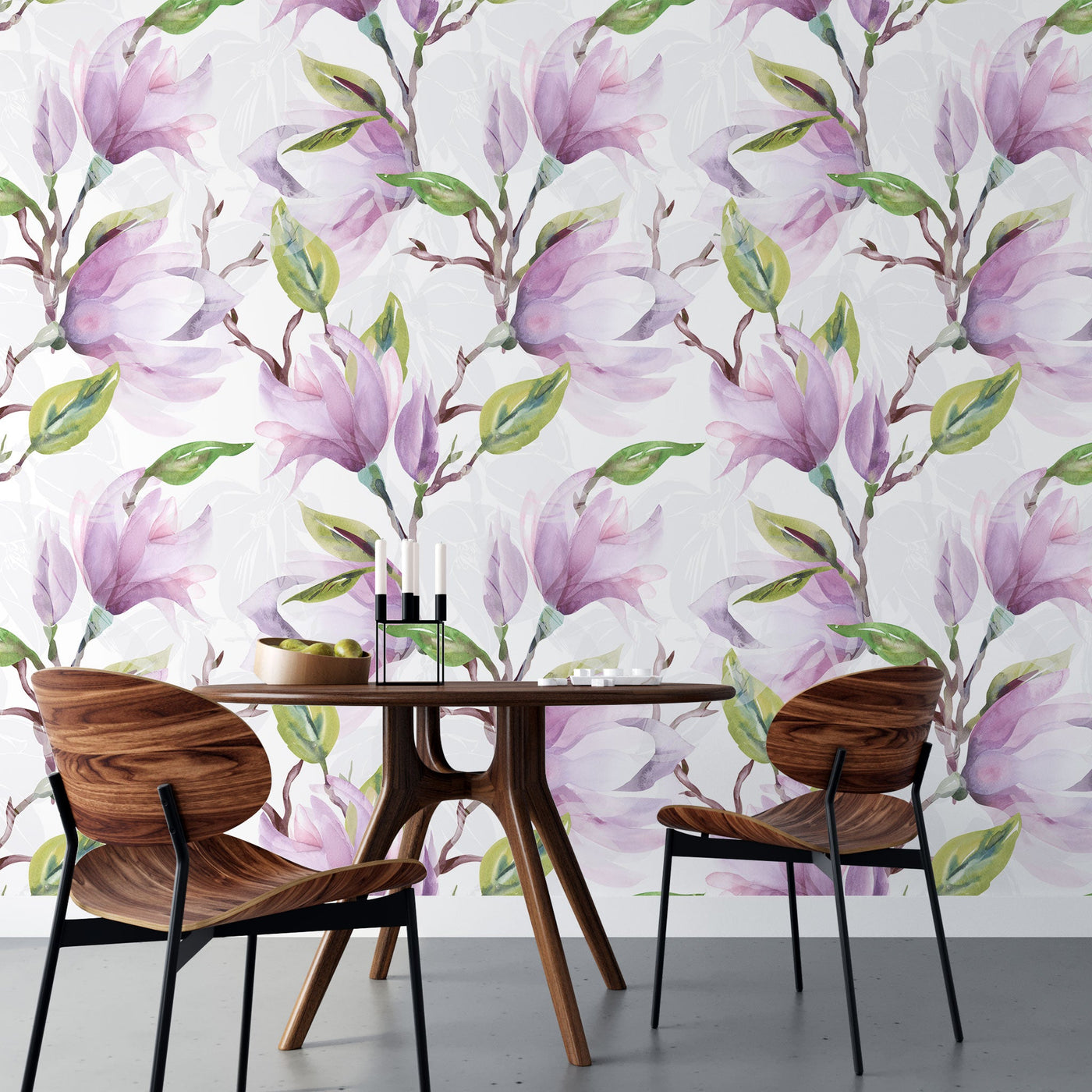 fototapet-personalizat-watercolor-cu-flori-de-magnolie-mov-purple-magnolia