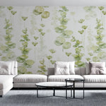 Tapet personalizat watercolor cu frunze de eucalipt pe un fundal alb eucalipt leaves