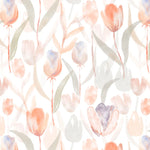 Tapet personalizat watercolor cu lalele rosii pe fundal alb red tulips