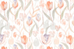 Tapet personalizat watercolor cu lalele rosii pe fundal alb red tulips