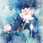 Tapet personalizat watercolor cu floare de lotus in apa pink lotus