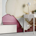 Tapet personalizat watercolor cu design minimalist abstract in nuante rozalii abstract ruby