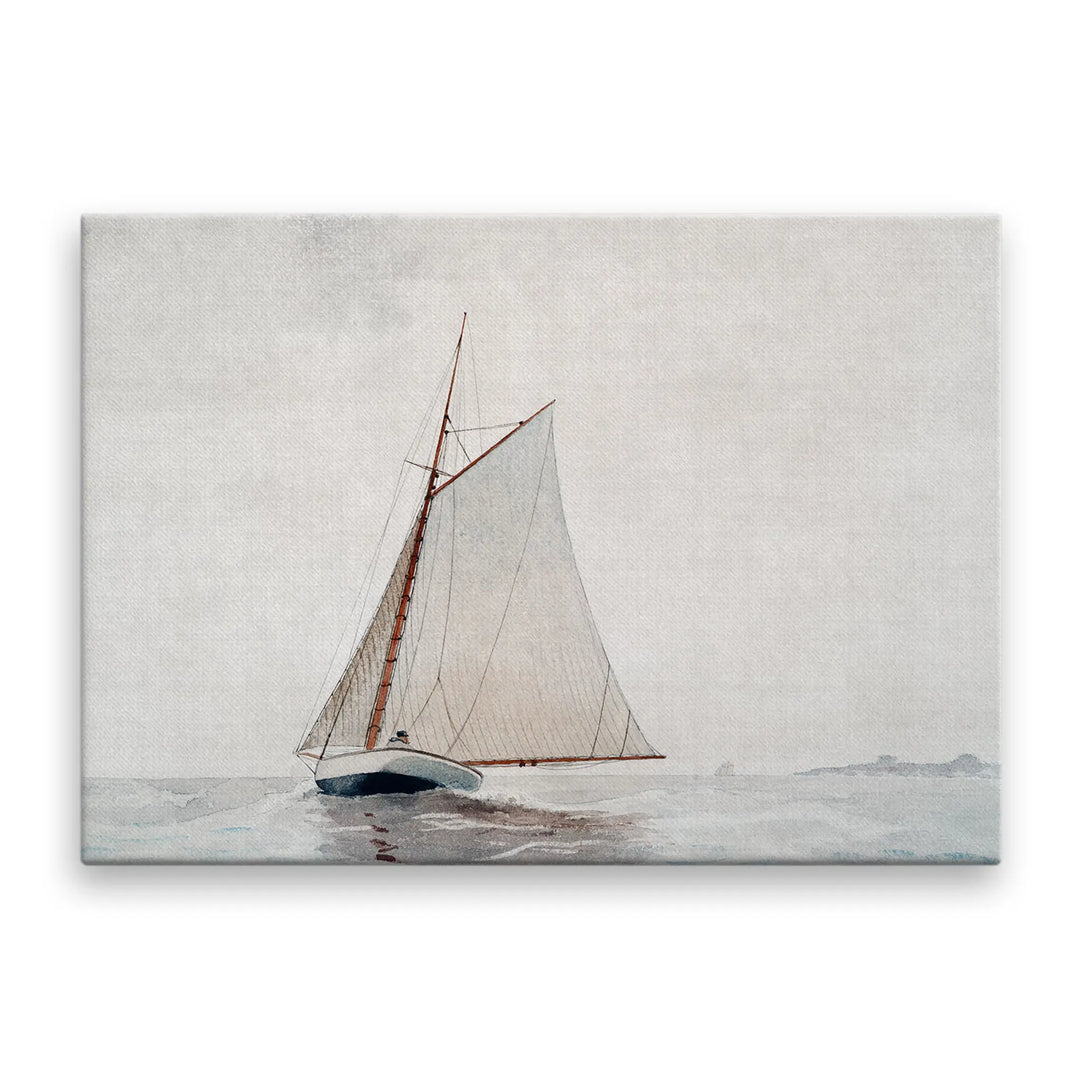 Tablou canvas care ilustreaza un navigator pe un velier mare cu panze albe in largul marii smell the sea