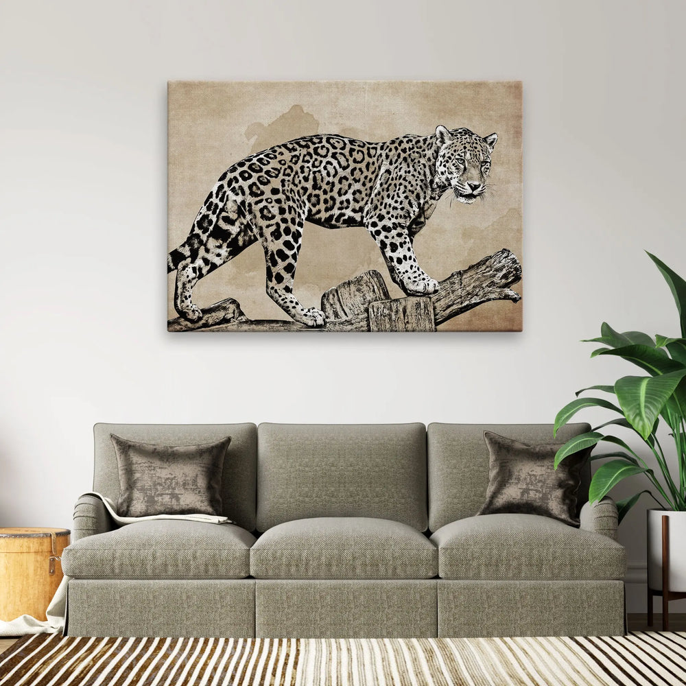 Tablou canvas ce ilustreaza un tigru puternic pasind gratios power and grace