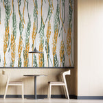 Tapet personalizat abstract cu spic de grau in nuante de verde si portocaliu wheat spikes
