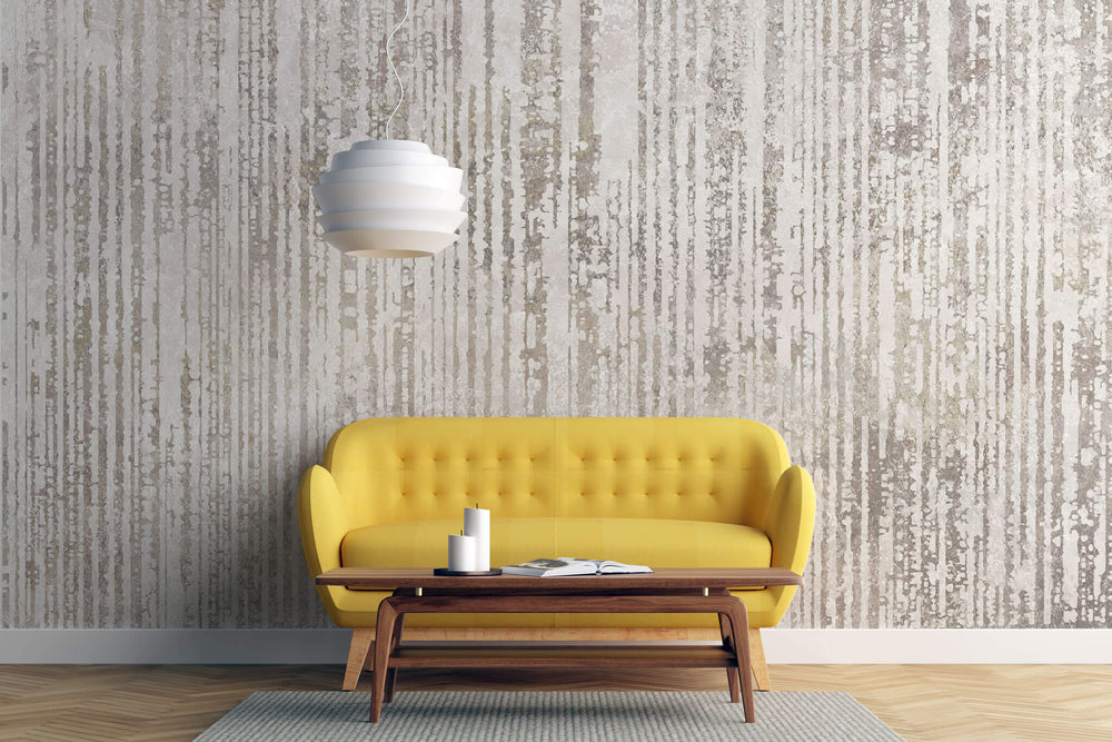 Tapet personalizat abstract cu insertii texturate de granit pe un perete alb granit stripes